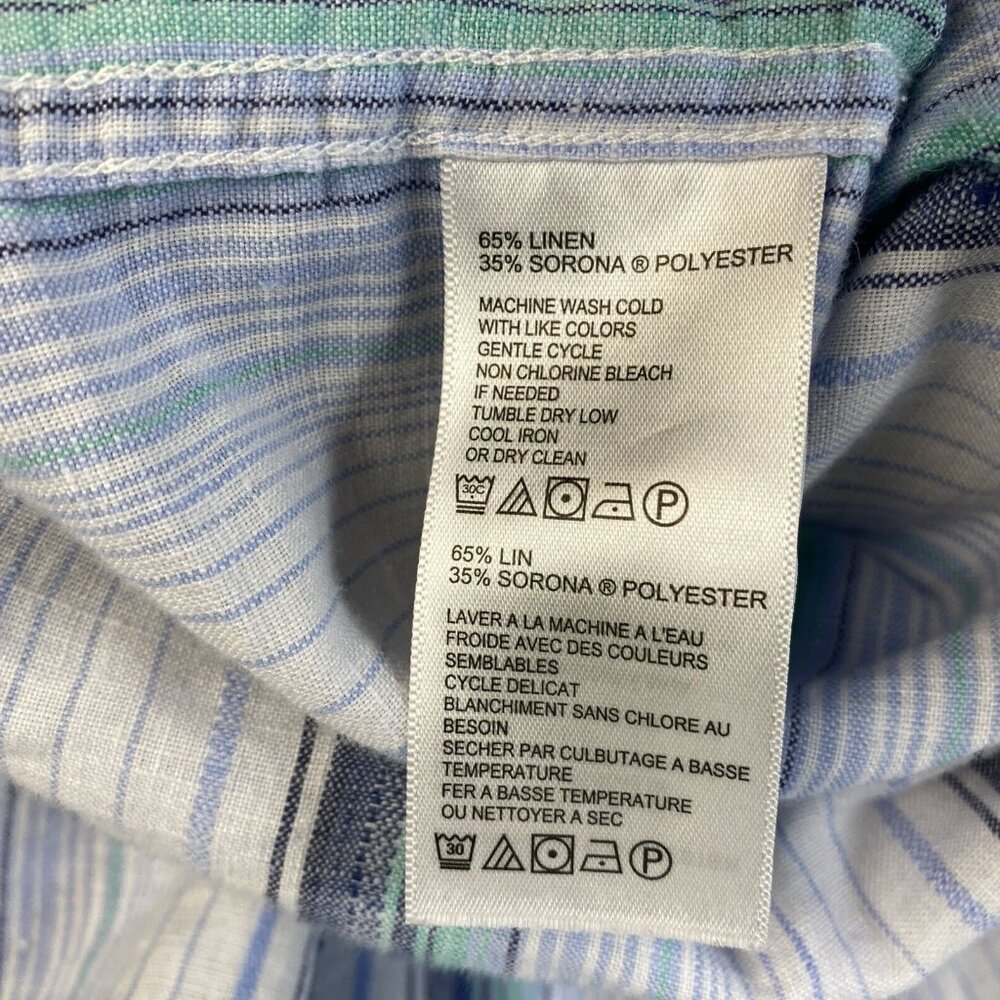 Tommy Bahama Shirt Mens XXL Light Blue Striped‎ Button Up Linen Blend Sorona 2XL - Picture 13 of 14